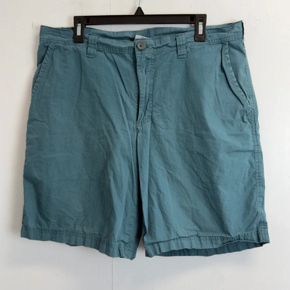 Columbia Mens Teal‎ Blue Cotton Chino Shorts Size 36 Outdoor Casual 10 Inseam